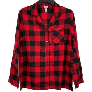TARGET Wonderland Buffalo Check‎ Button Up long Sleeve Pajama Top Size Small
